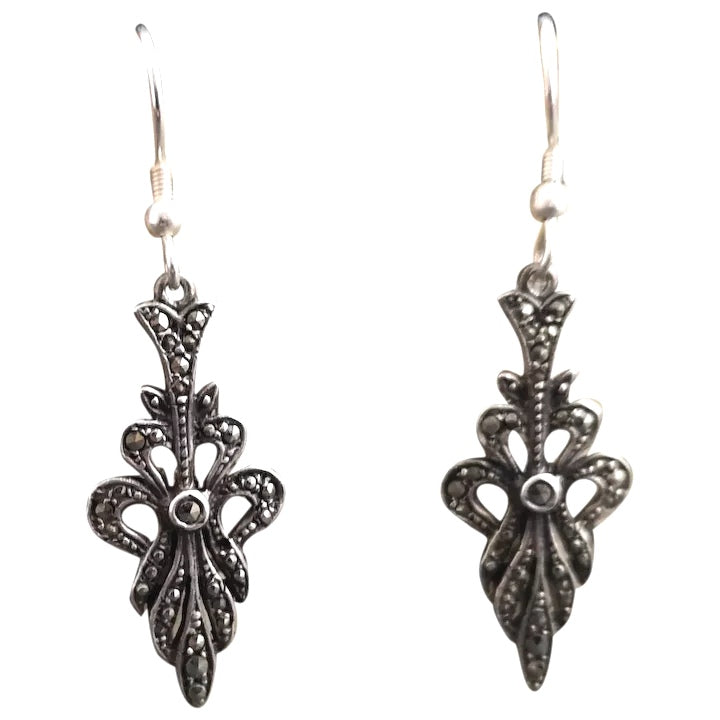 Vintage silver drop earrings, Art Deco