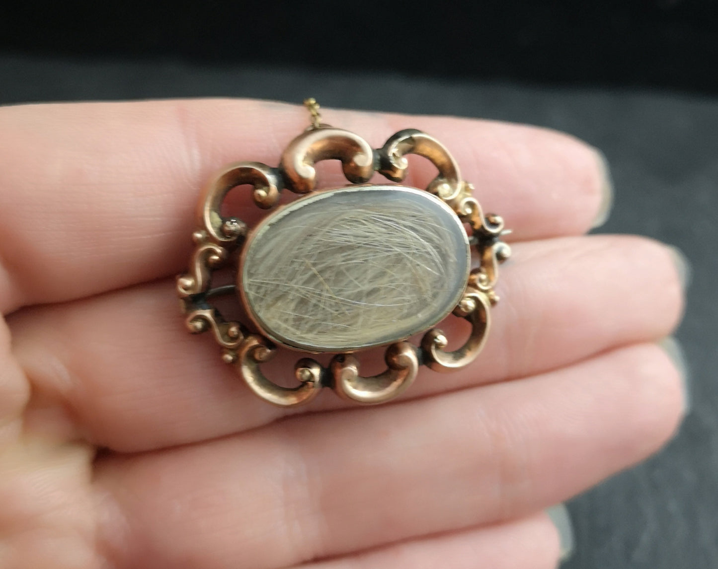 Victorian mourning brooch, double sided