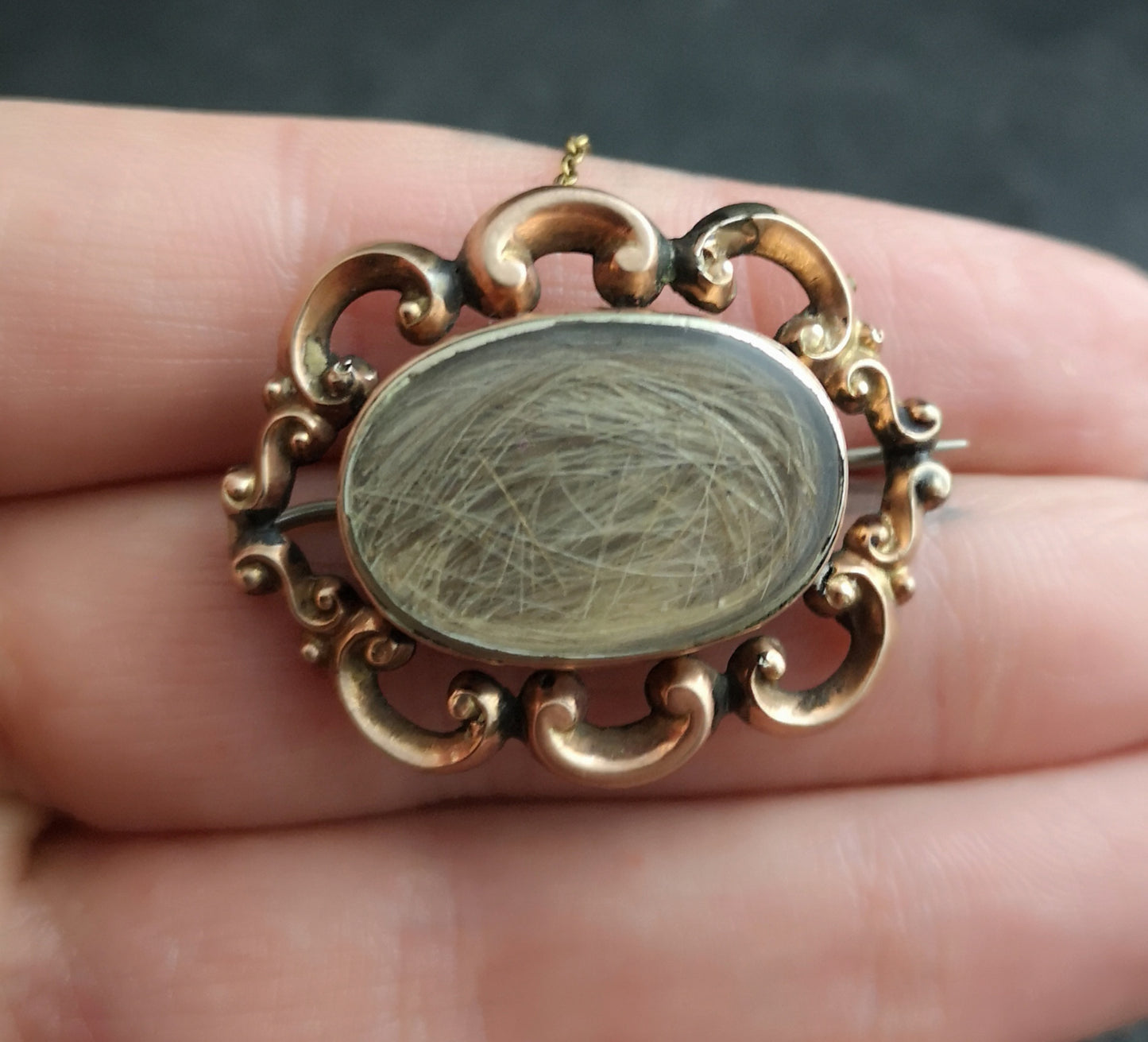 Victorian mourning brooch, double sided