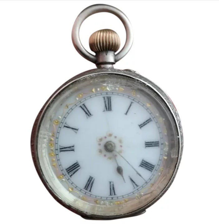 Antique ladies fine silver pocket watch