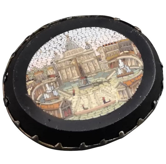 Antique micro mosaic brooch, grand tour, Vatican