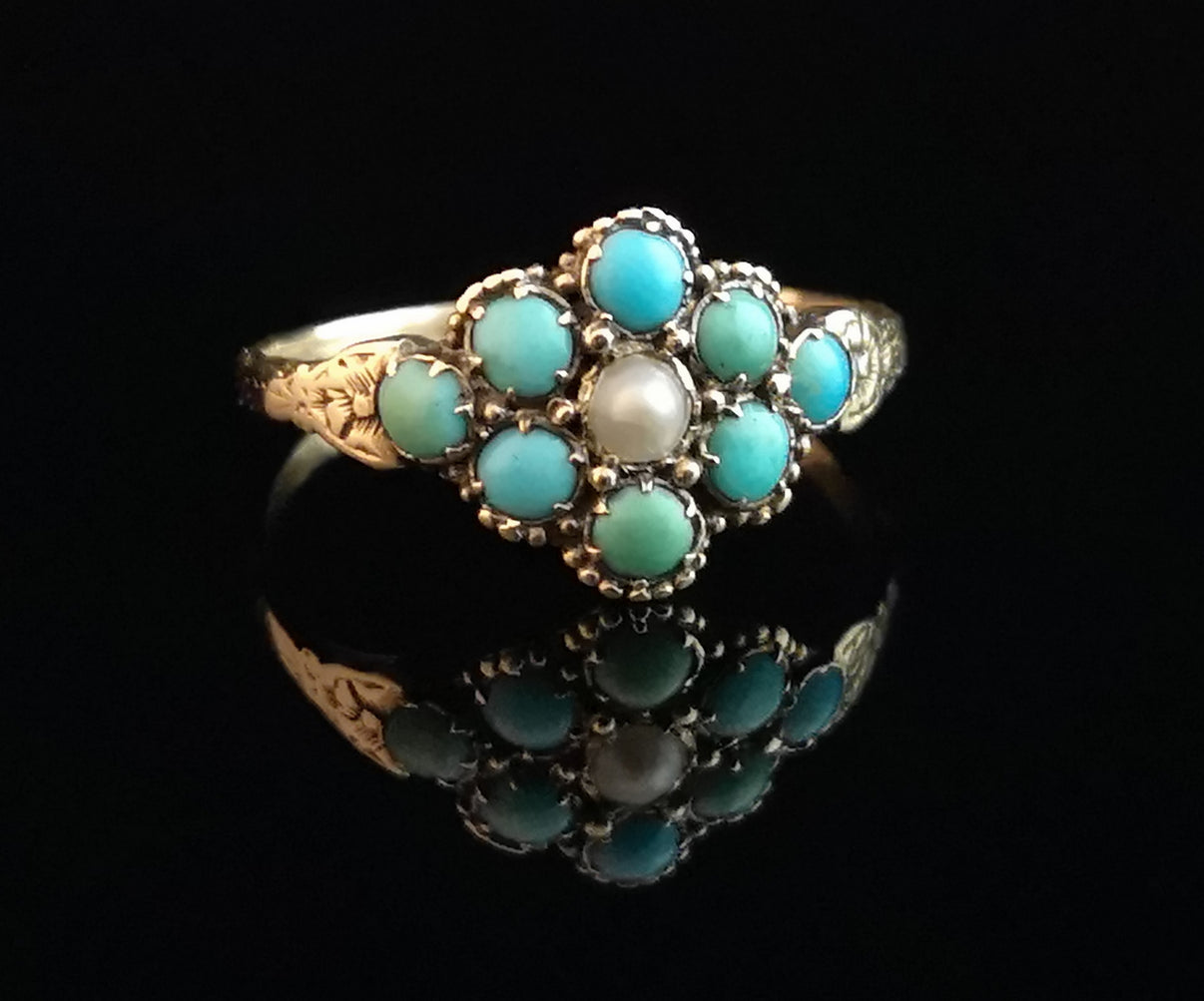 Antique turquoise and pearl ring, 15ct gold – StolenAttic