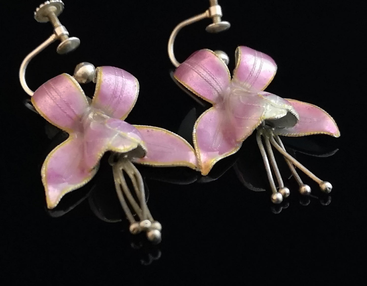 Antique Art Nouveau flower earrings
