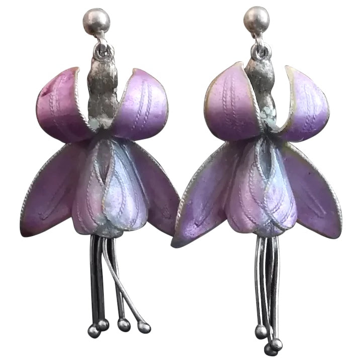 Antique Art Nouveau flower earrings
