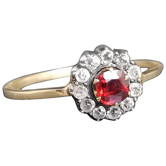 Antique Victorian paste cluster ring, gold and silver