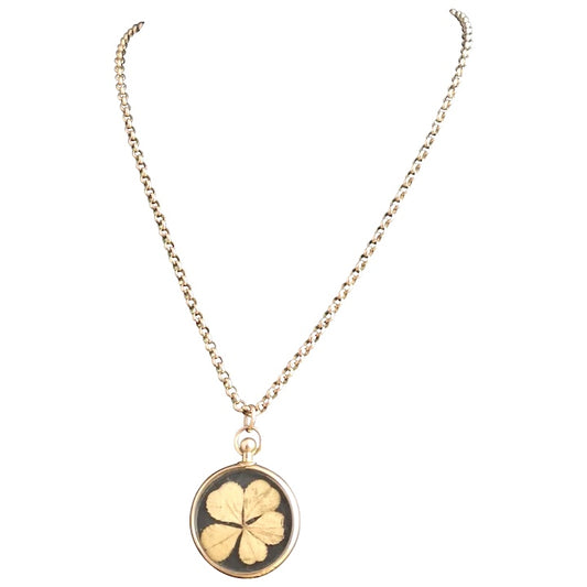 Antique gold shamrock pendant