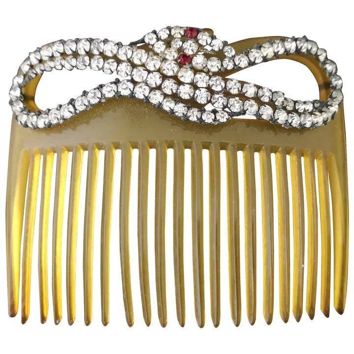 Antique Victorian paste snake hair comb, celluloid