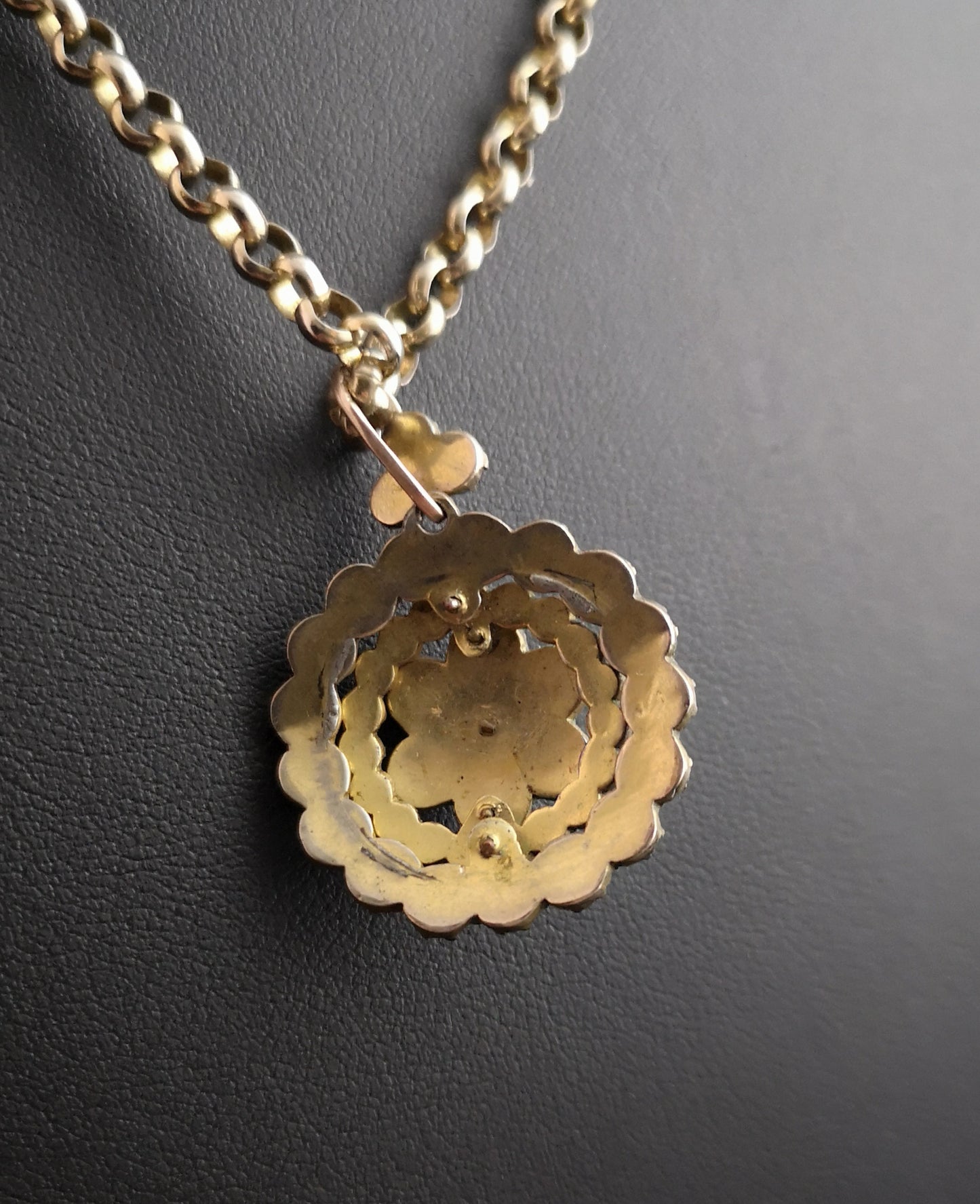 Victorian bohemian garnet pendant, forget me not