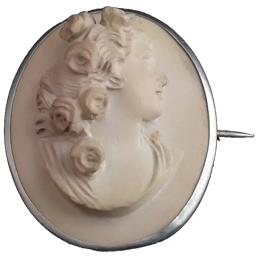 Victorian lava cameo brooch