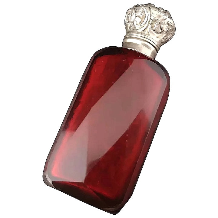 Antique Victorian cranberry glass scent bottle