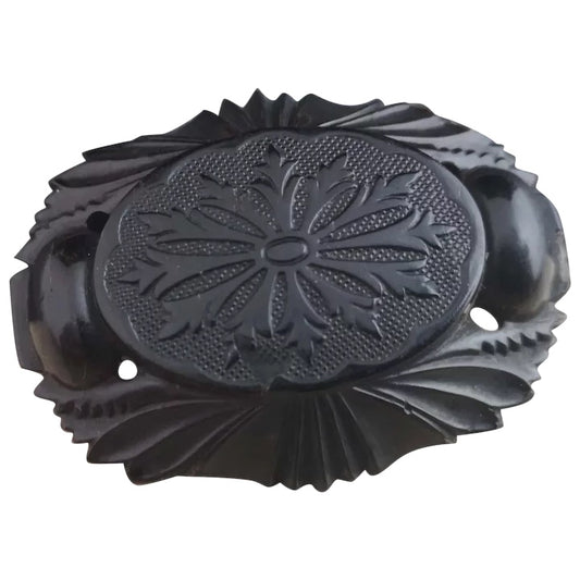 Antique Victorian whitby jet brooch