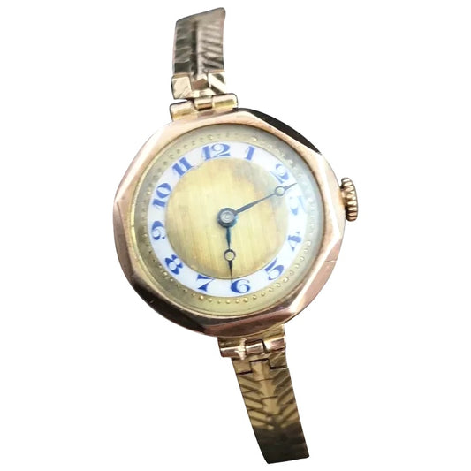 Vintage Art Deco ladies 9ct gold wrist watch