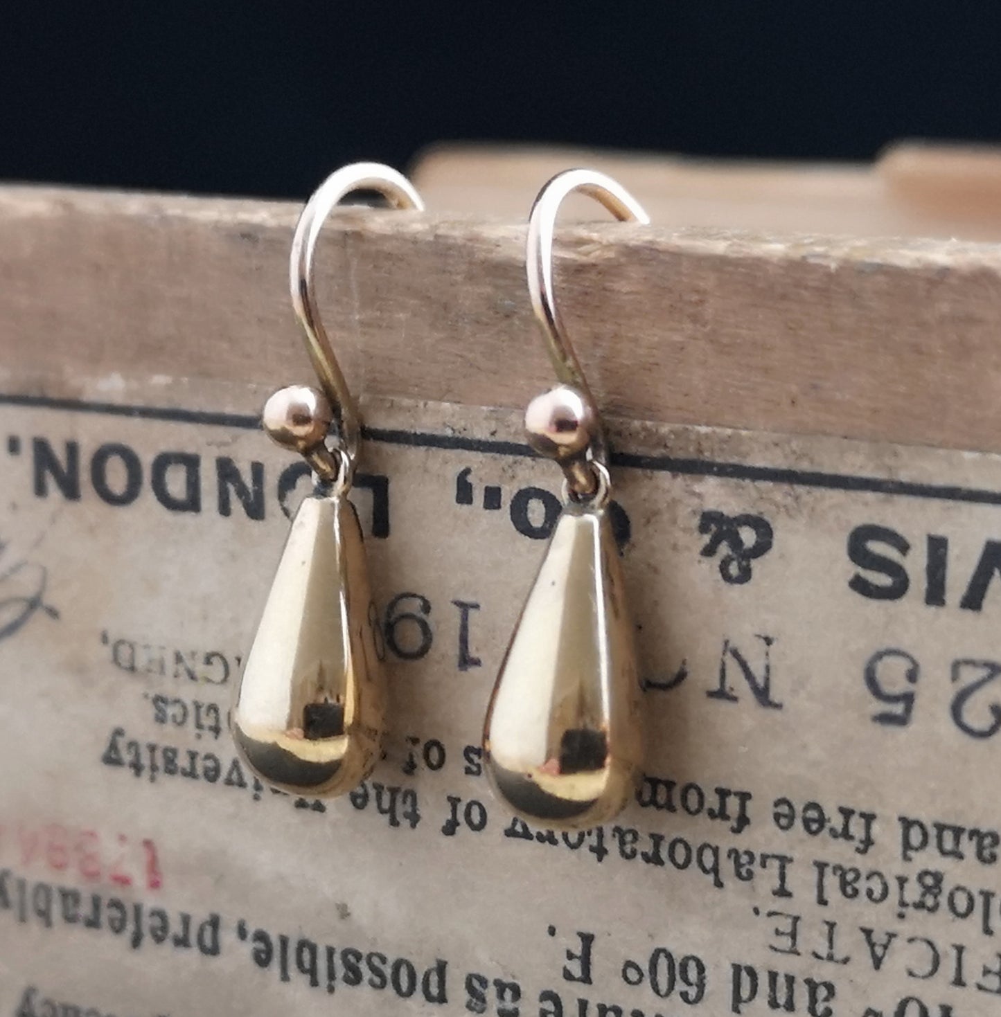 Antique Victorian 9ct gold drop earrings
