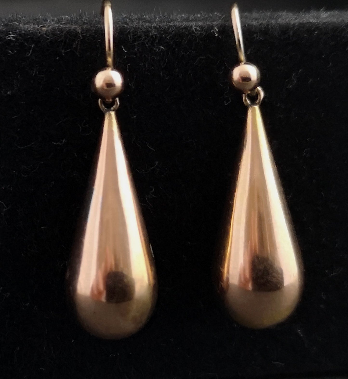 Antique Victorian 9ct gold drop earrings, rose gold
