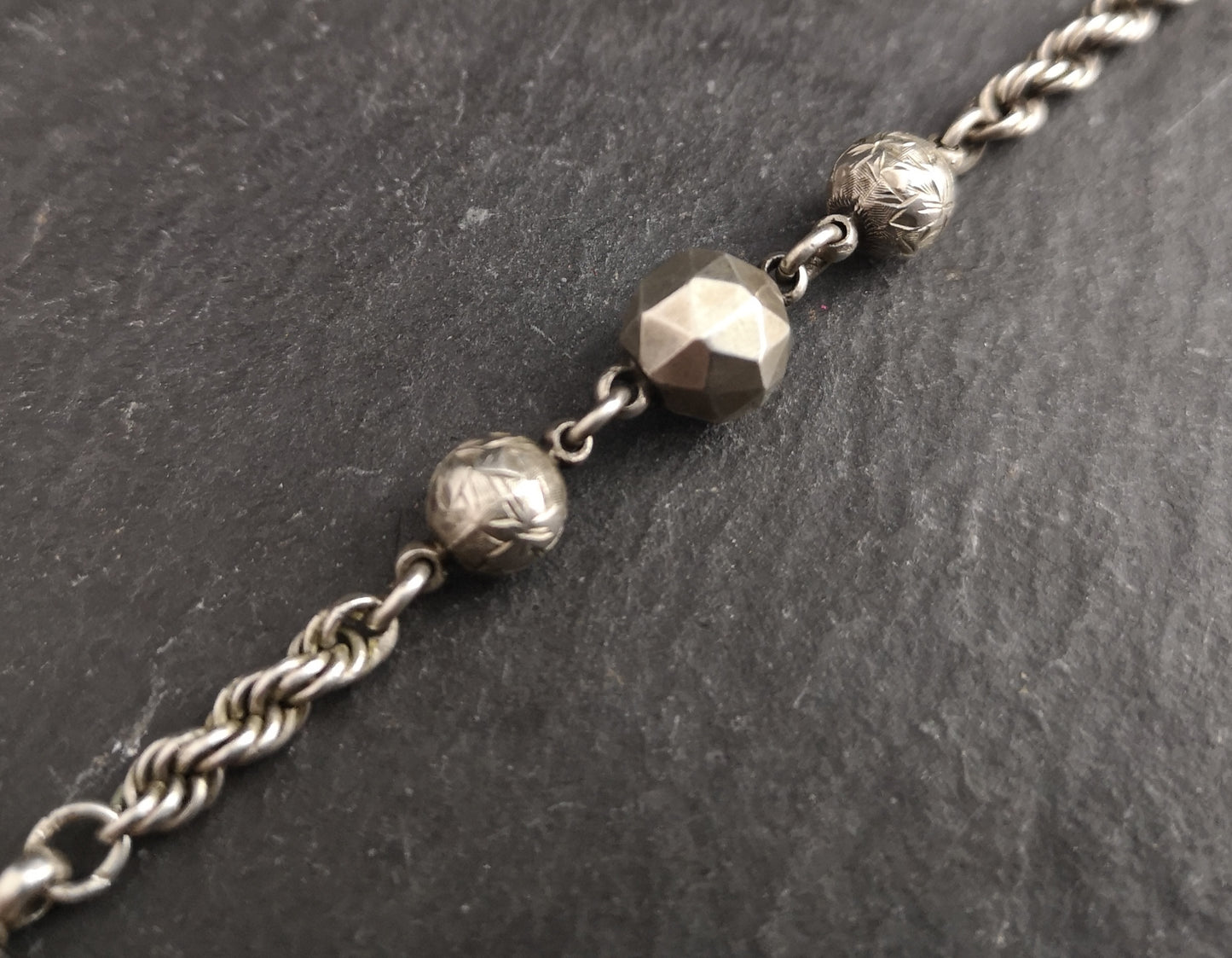 Antique Victorian silver albertina, watch chain