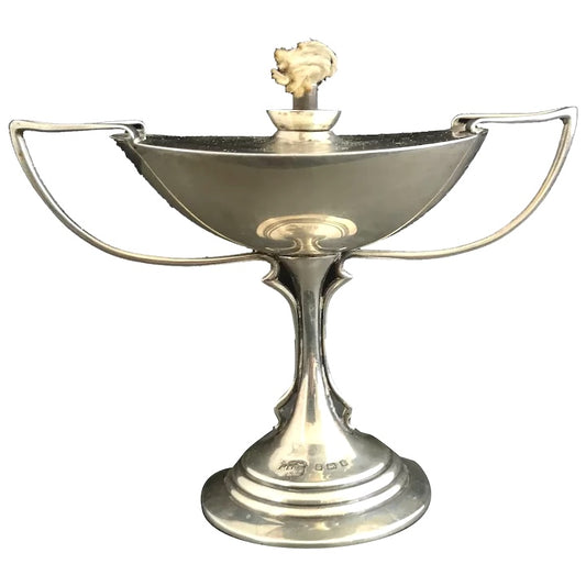 Antique silver cigar lighter, lamp, table top