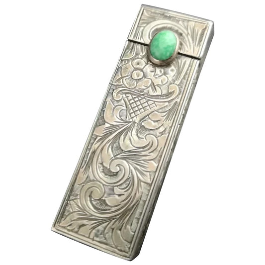 Vintage 20s silver travel lipstick compact