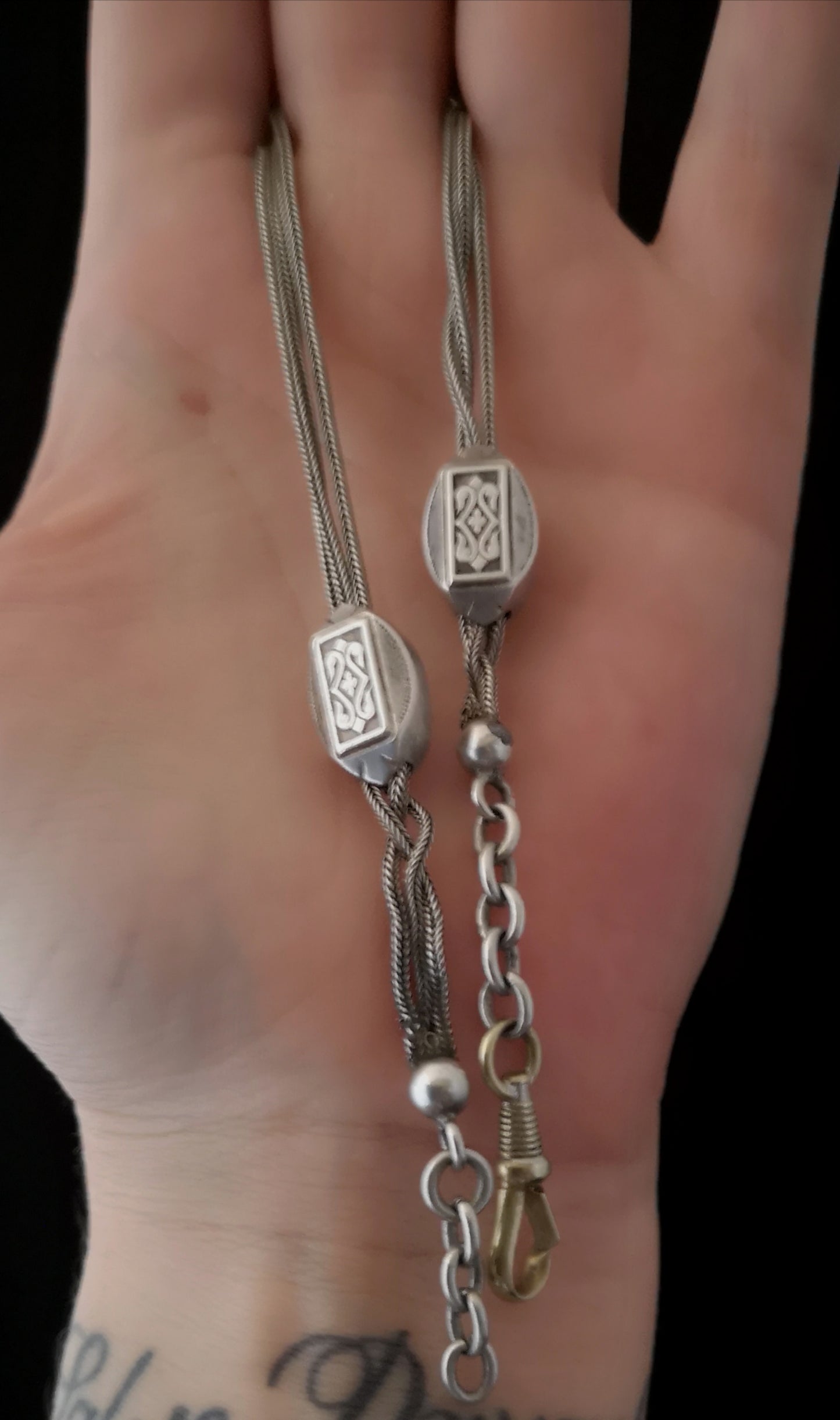 Antique silver albertina, watch chain
