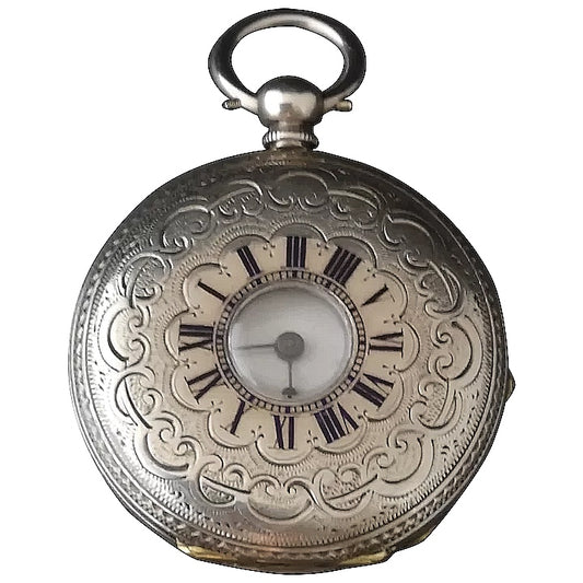 Antique Victorian silver half hunter pocket watch, ladies