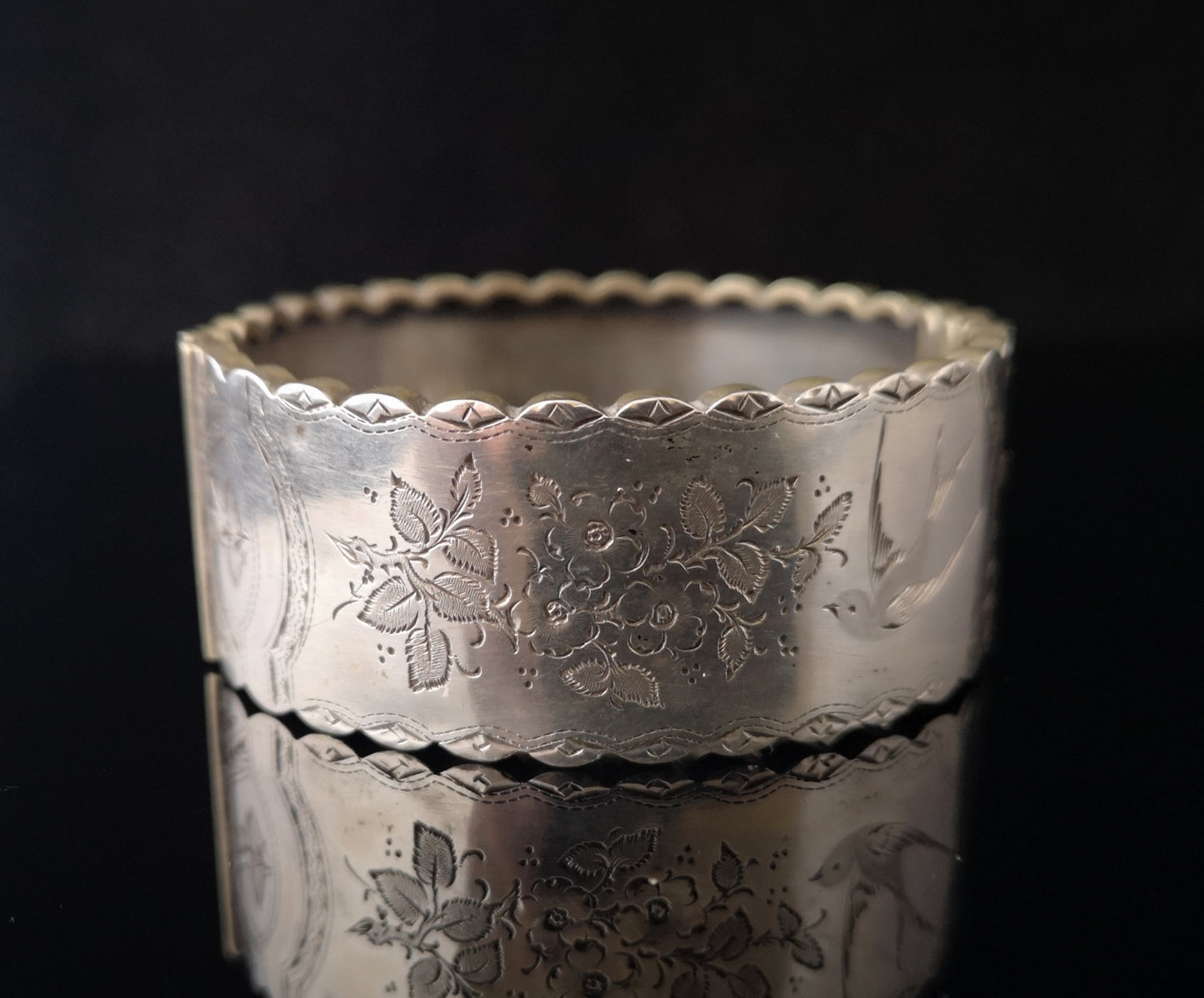 Victorian silver bangle, cuff, aesthetic era