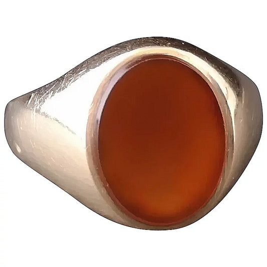Art Deco 9ct gold signet ring, Carnelian