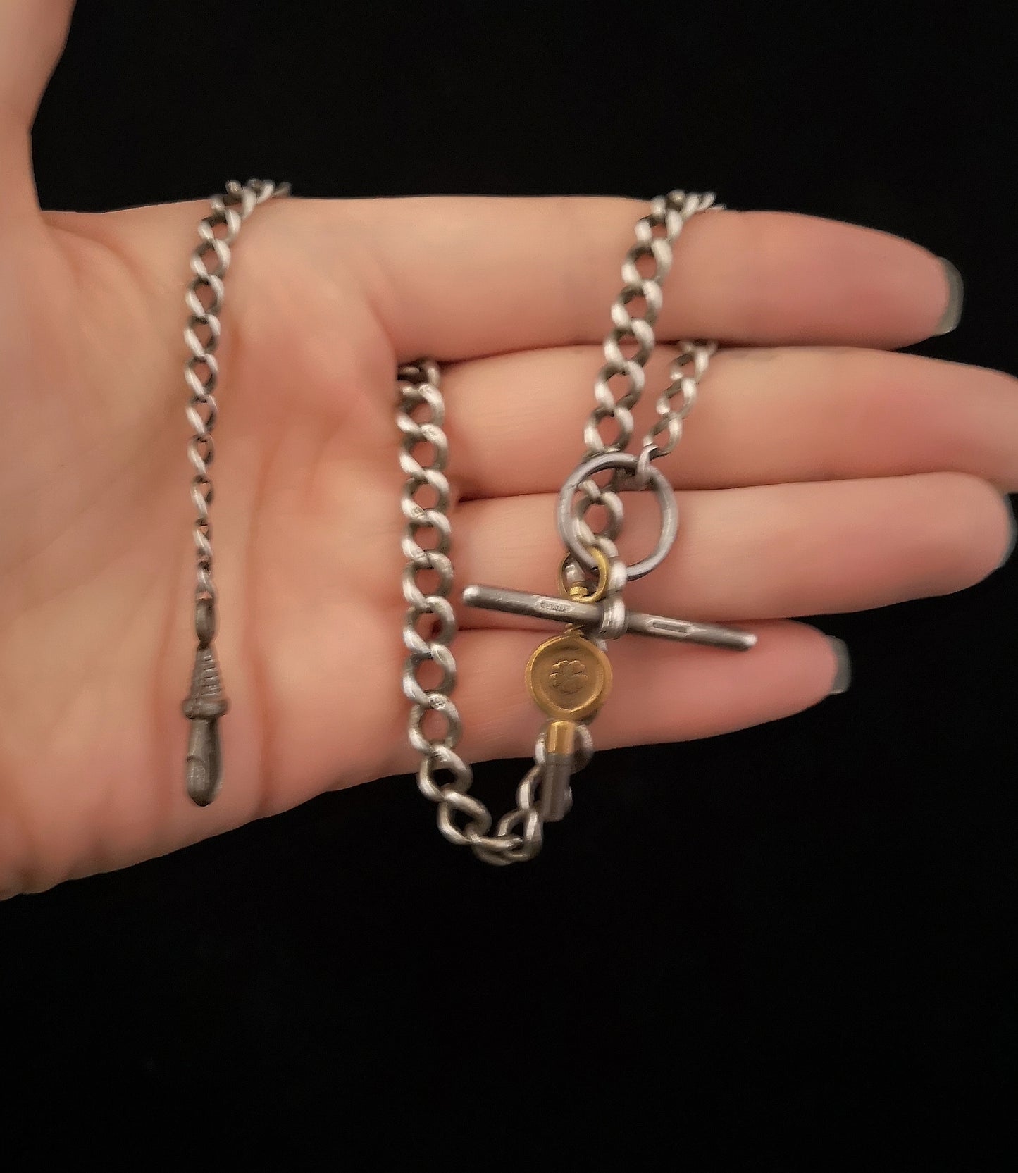 Antique Victorian silver albert chain, watch chain