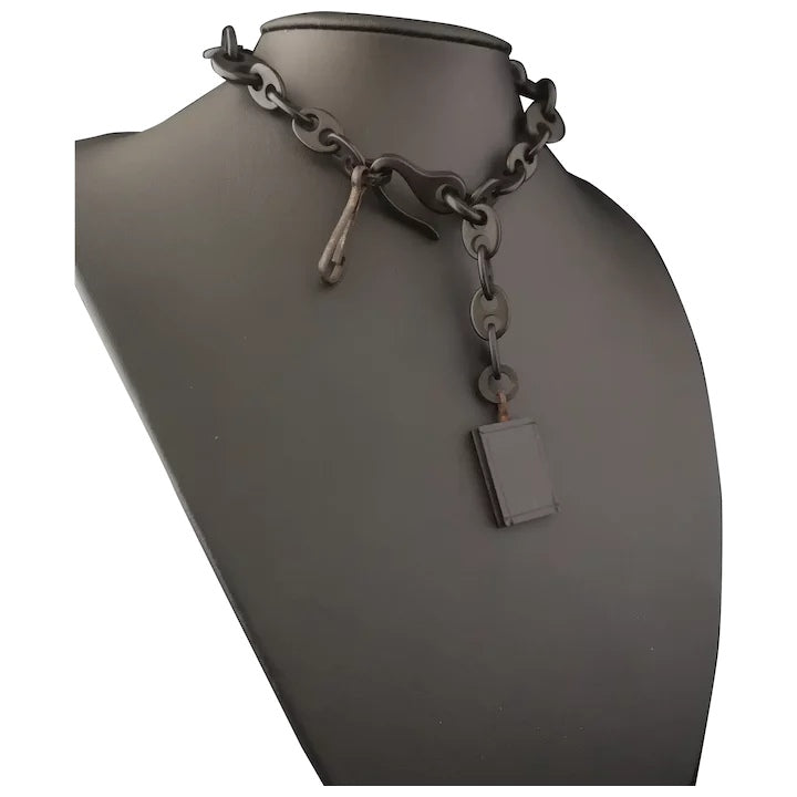 Victorian Whitby jet watch chain, Albert, book fob