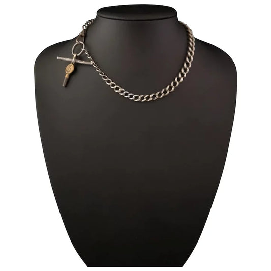 Antique Victorian silver albert chain, watch chain