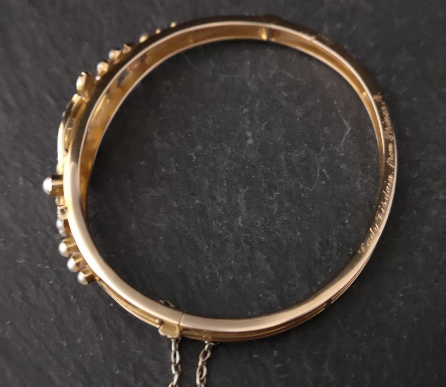 Victorian 18ct gold bangle, Diamond and pearl