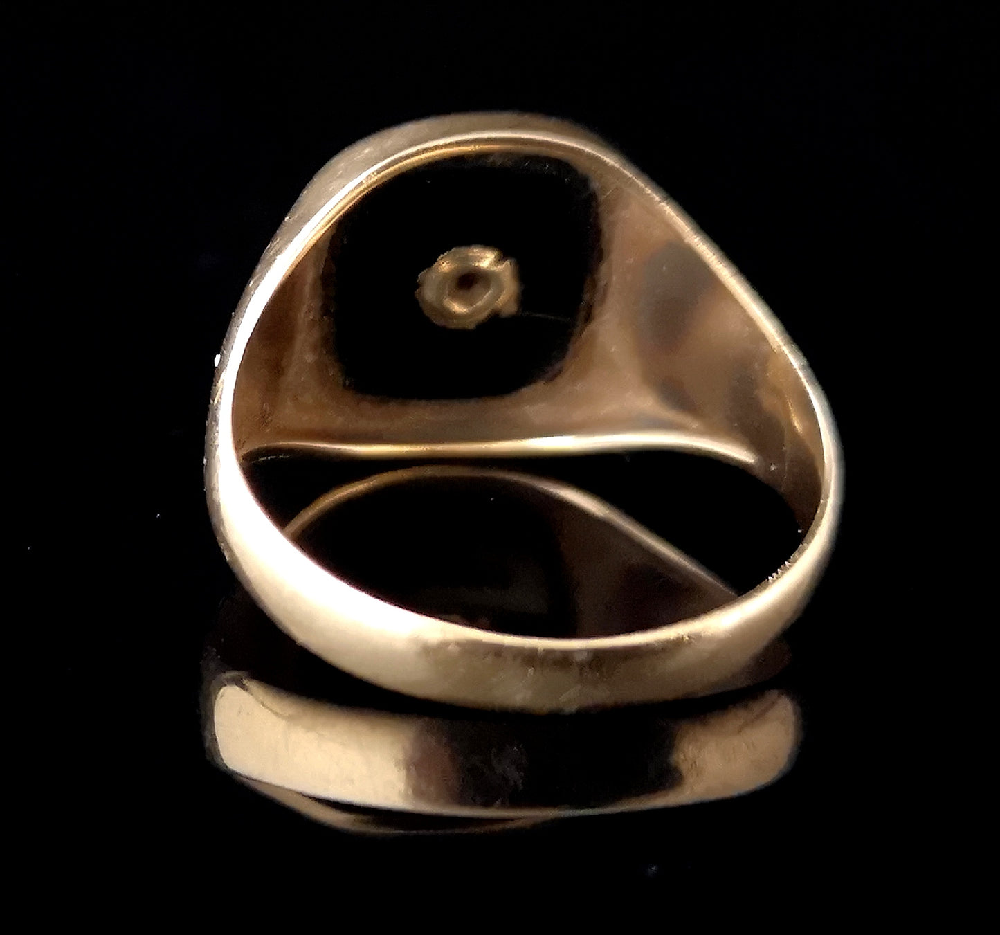 Vintage Onyx and diamond signet ring, 9ct gold