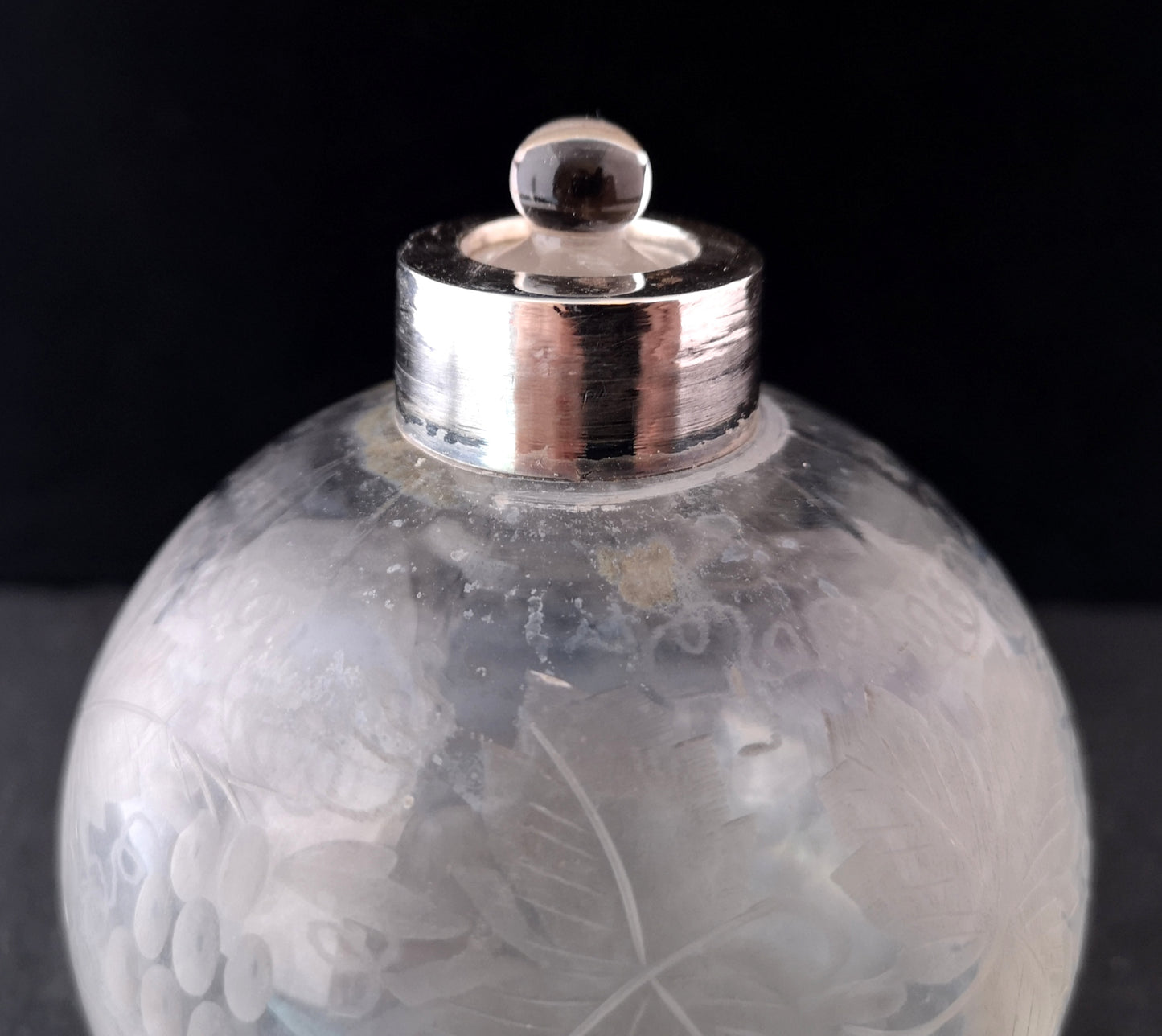 Antique Victorian etched glass scent bottle