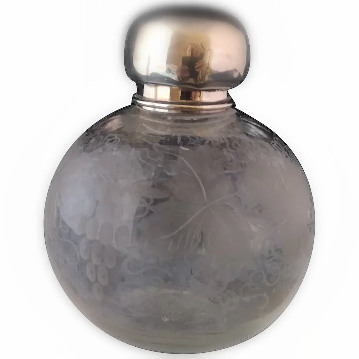 Antique Victorian etched glass scent bottle
