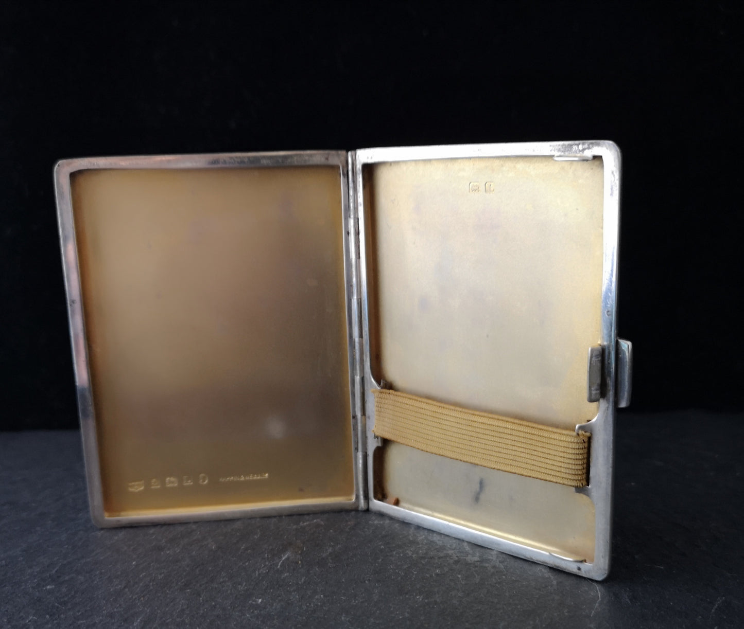 Vintage Art Deco Silver and enamel cigarette case, Mappin and Webb