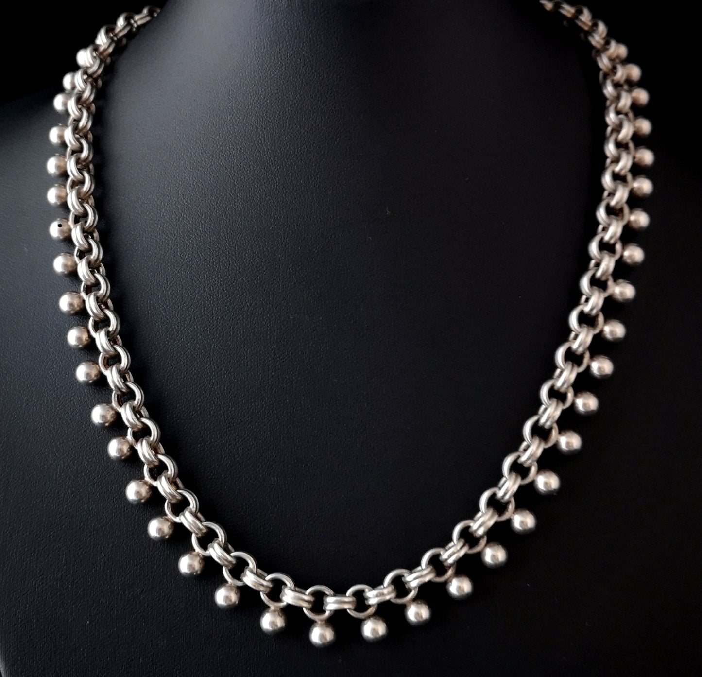 Antique Victorian silver book chain necklace