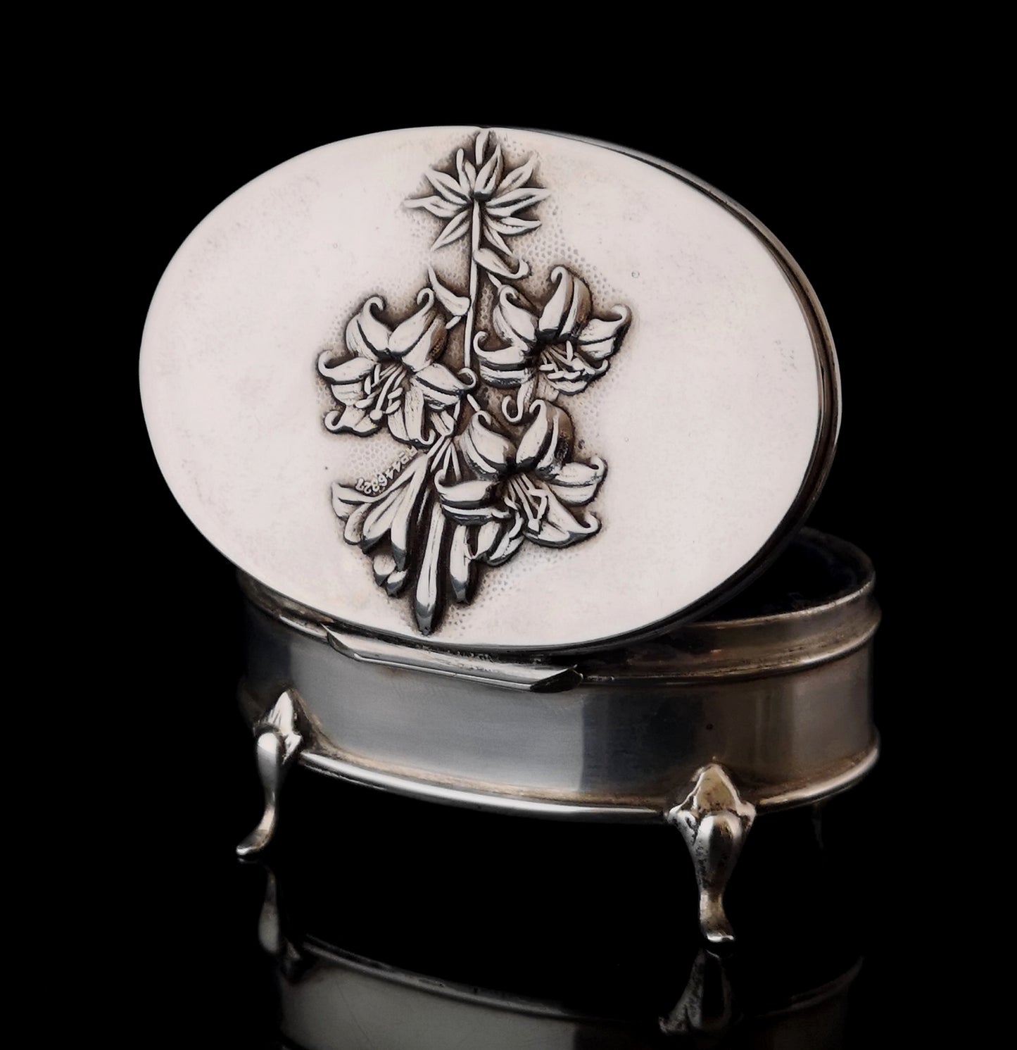 Antique silver jewellery casket, Art Nouveau box