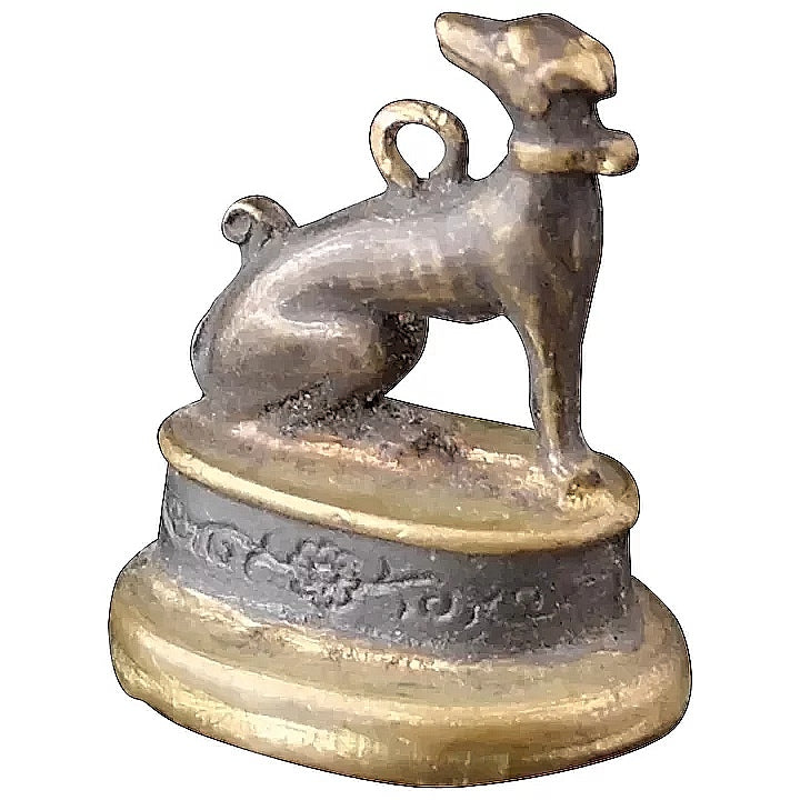 Antique Carnelian seal fob, Greyhound dog
