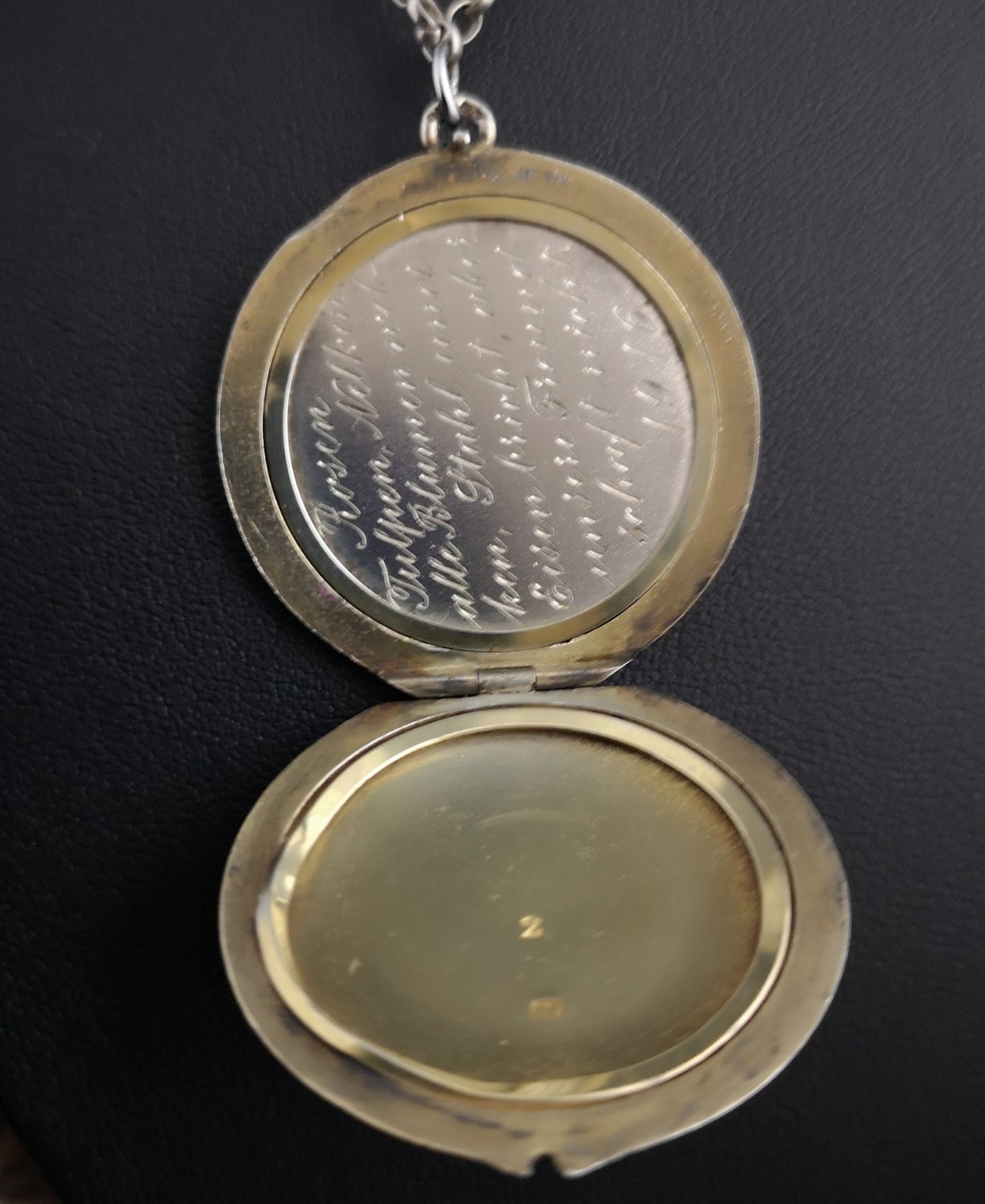 Antique silver and enamel locket, WW1, German poem