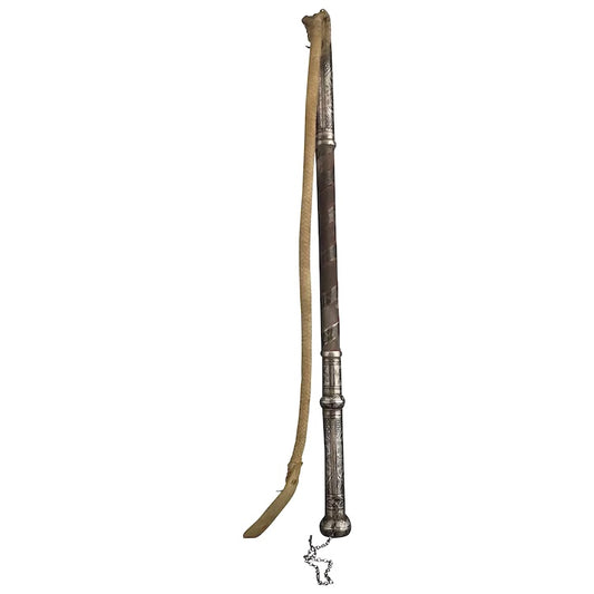 Antique silver niello riding crop, whip