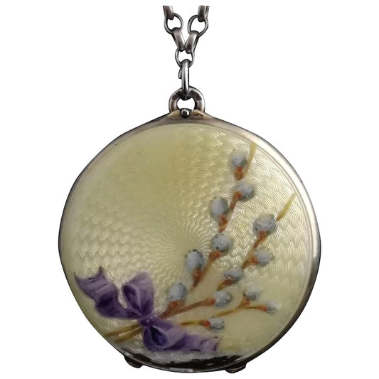 Antique silver and enamel locket, WW1, German poem