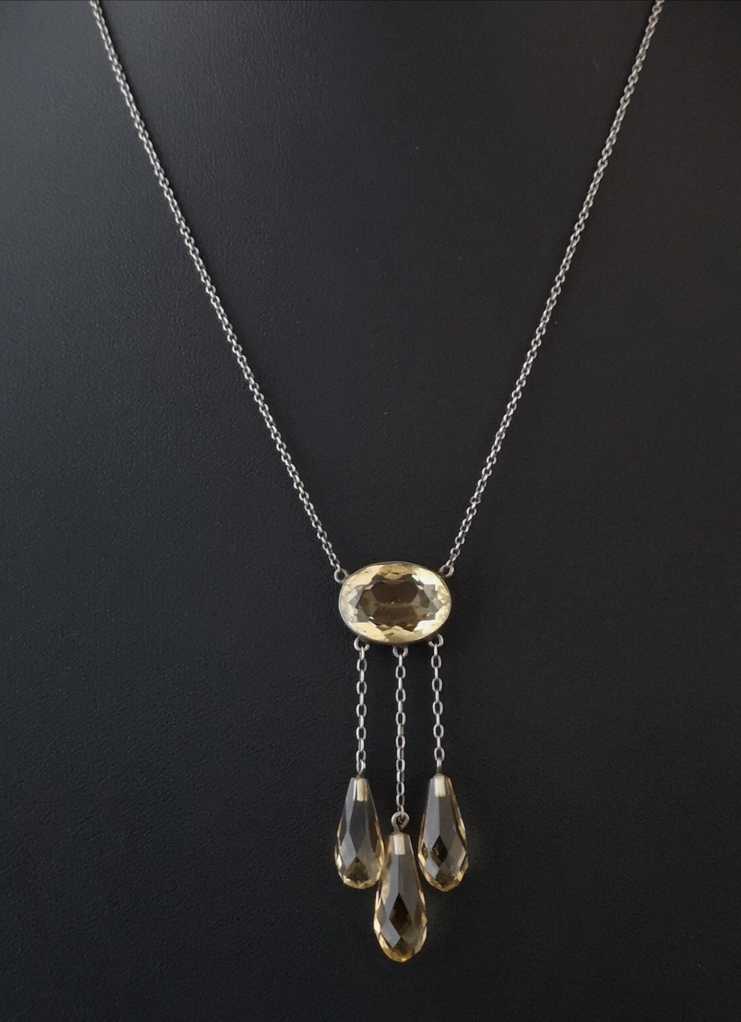 Antique Citrine drop necklace, Art Nouveau