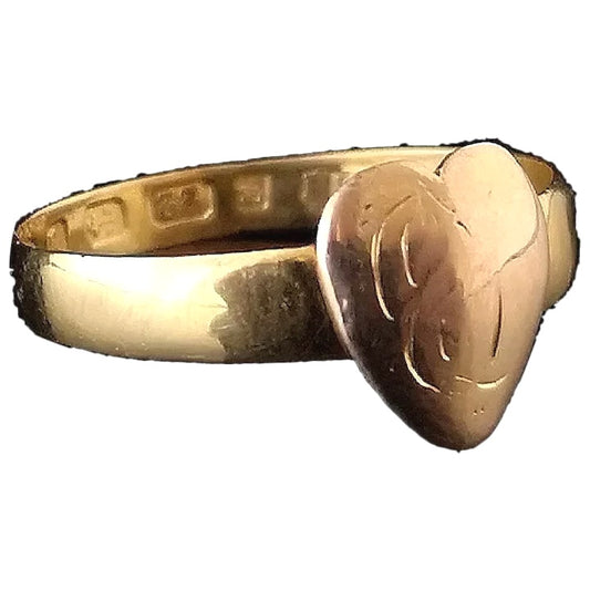 Victorian 22ct gold band ring, love heart
