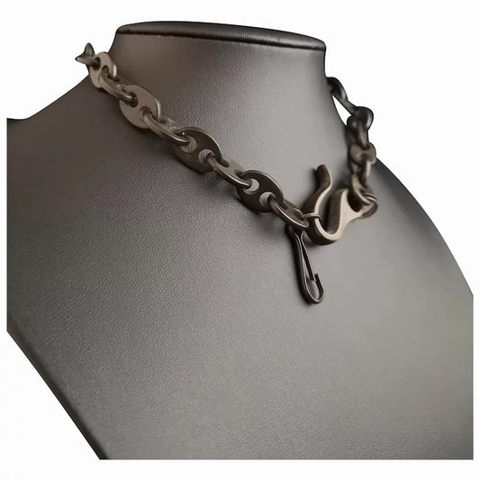 Victorian vulcanite watch chain, Albert chain