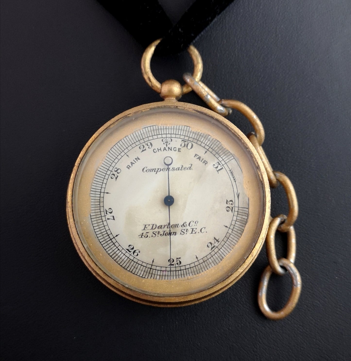 Antique pocket barometer, Darton and Co