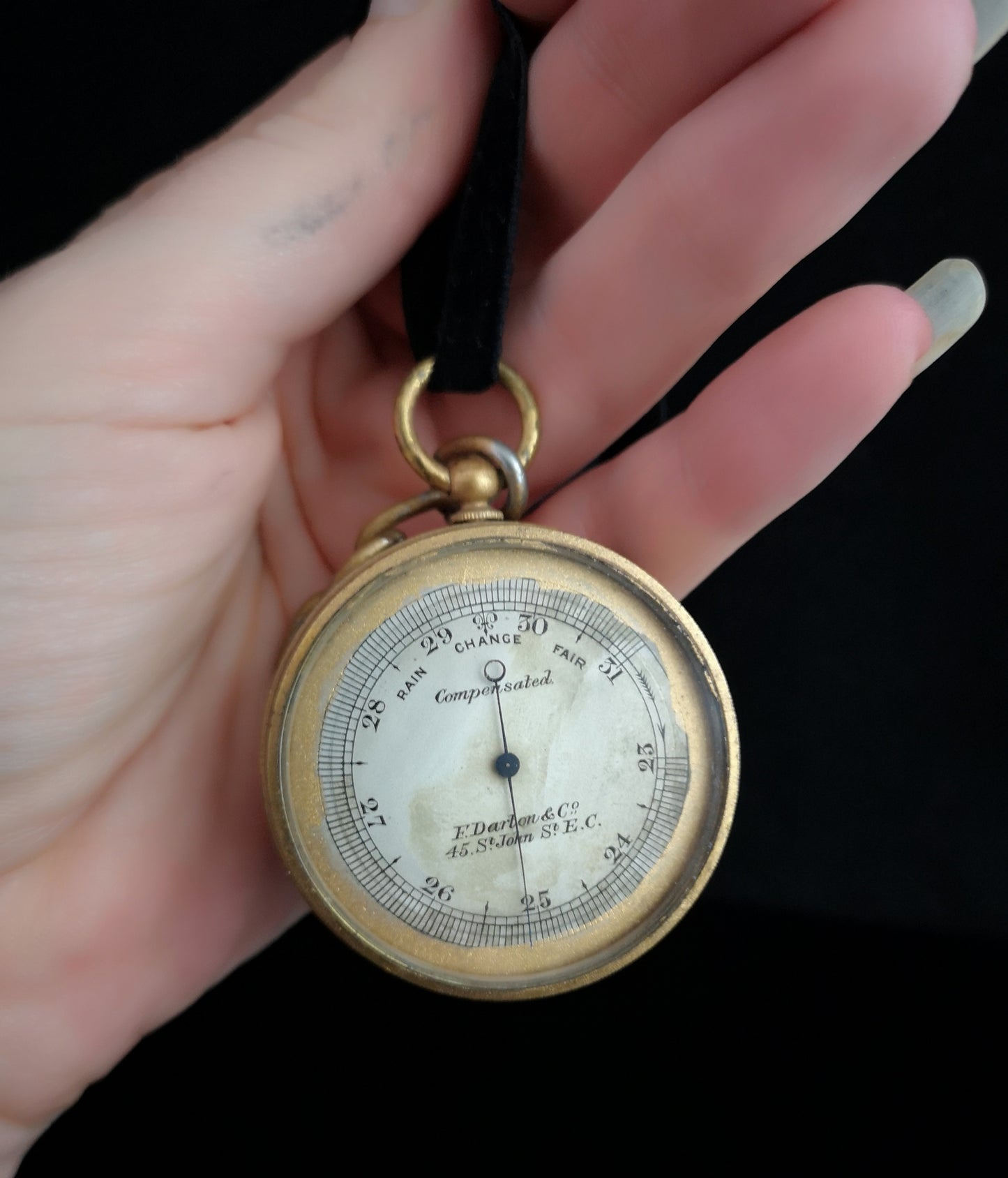 Antique pocket barometer, Darton and Co