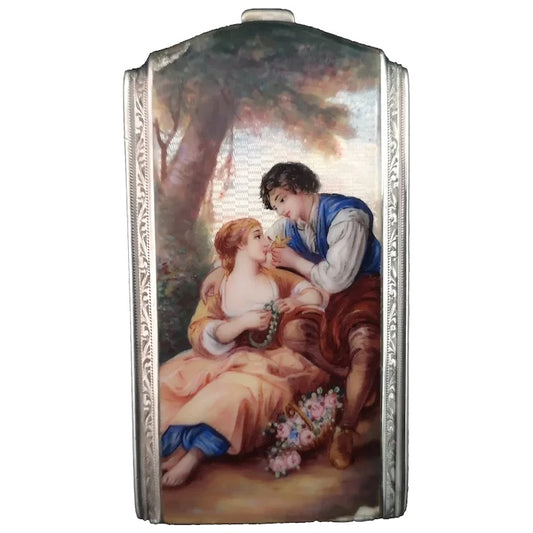 Art Deco Silver and enamel manicure etui, card case