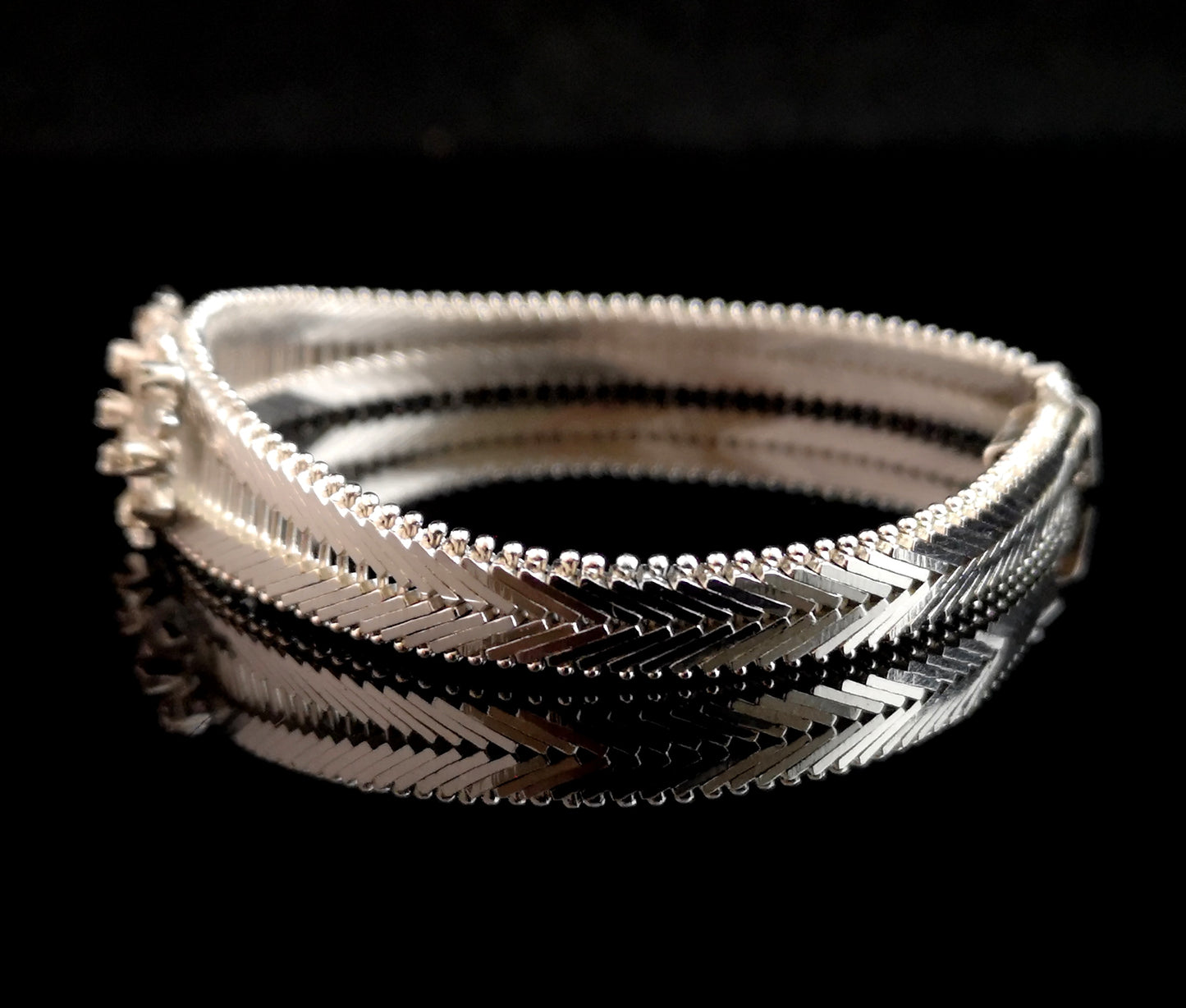 Vintage silver and paste bracelet, herringbone