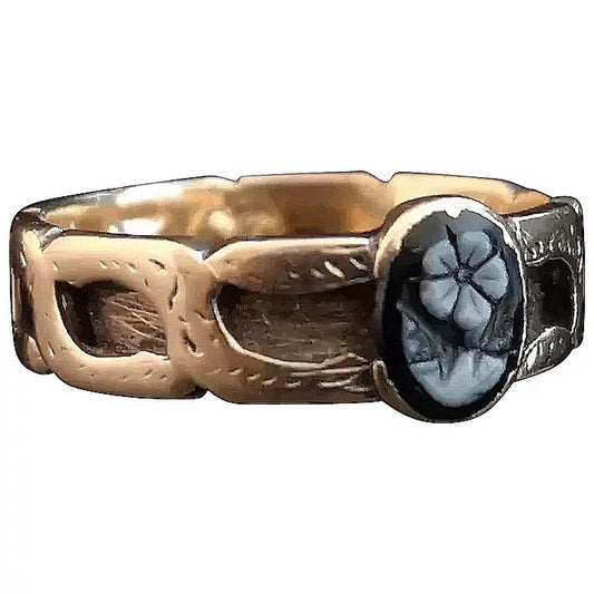 Antique Victorian mourning ring, 12ct gold, Sardonyx