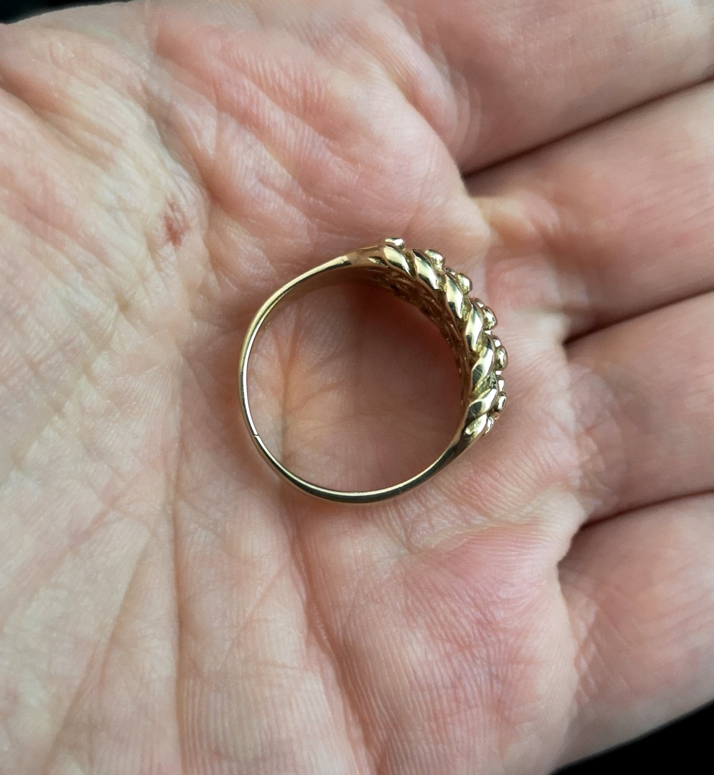 Antique 9ct gold keeper ring, heavy, Edwardian