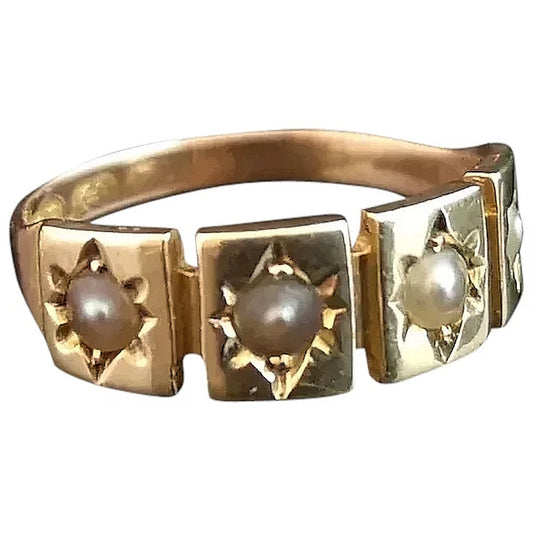 Antique pearl ring, 15ct gold, Edwardian