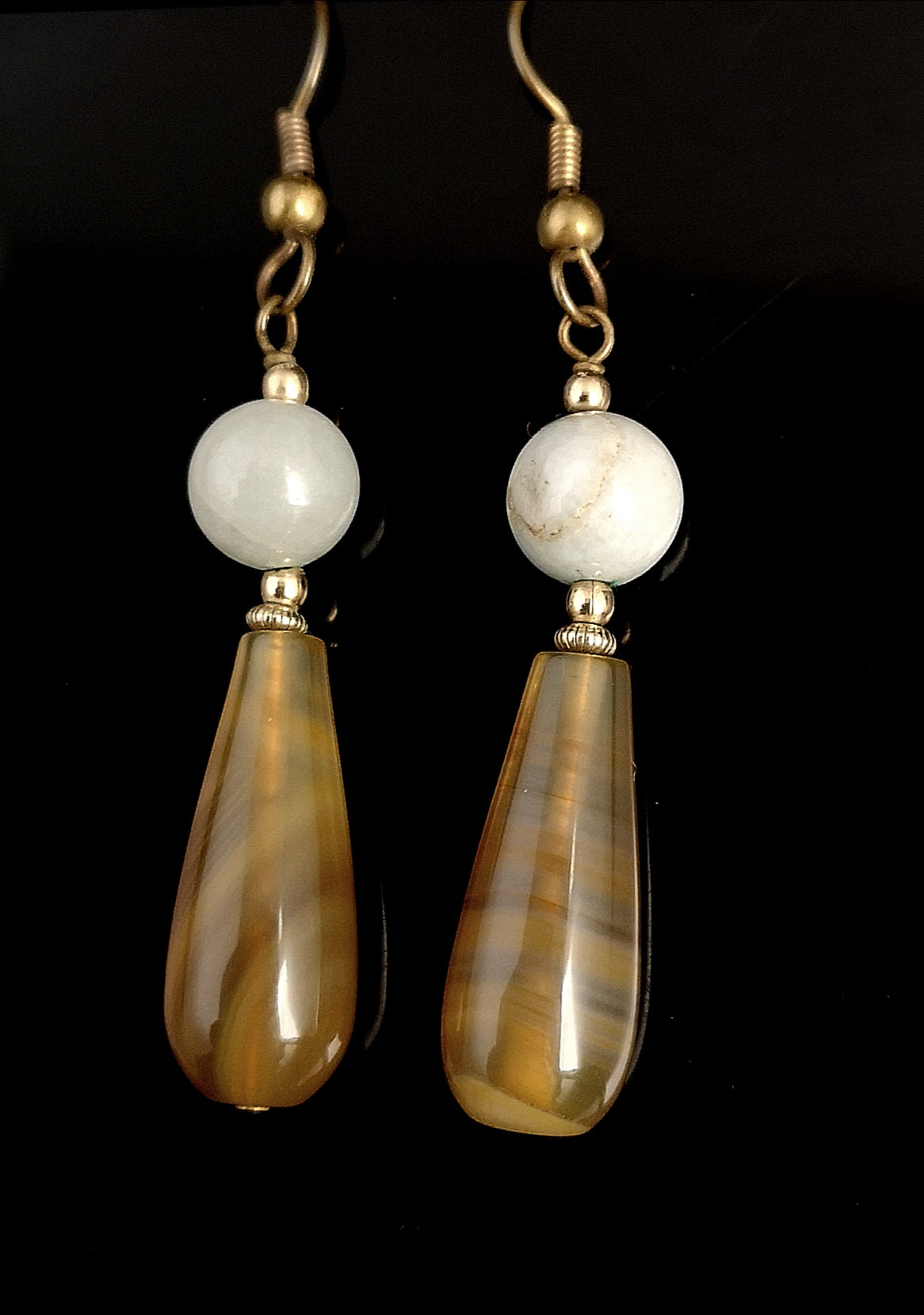Vintage Art Deco agate drop earrings